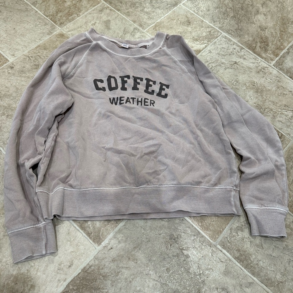 Old Navy Beige 'Coffee Weather' Sweatshirt